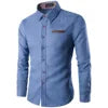 6461-SOPHIA- Men Wash Denim Jeans Shirt Long Sleeves Autumn Shirt Casual Top Customize Logo Men Trendy