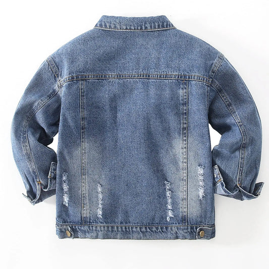 Wholesale Kids Ripped Denim Jacket 4-14Y | Girls Boys Soft Cozy Jean Coat | Trendy Casual Outerwear | US Warehouse in Stock
