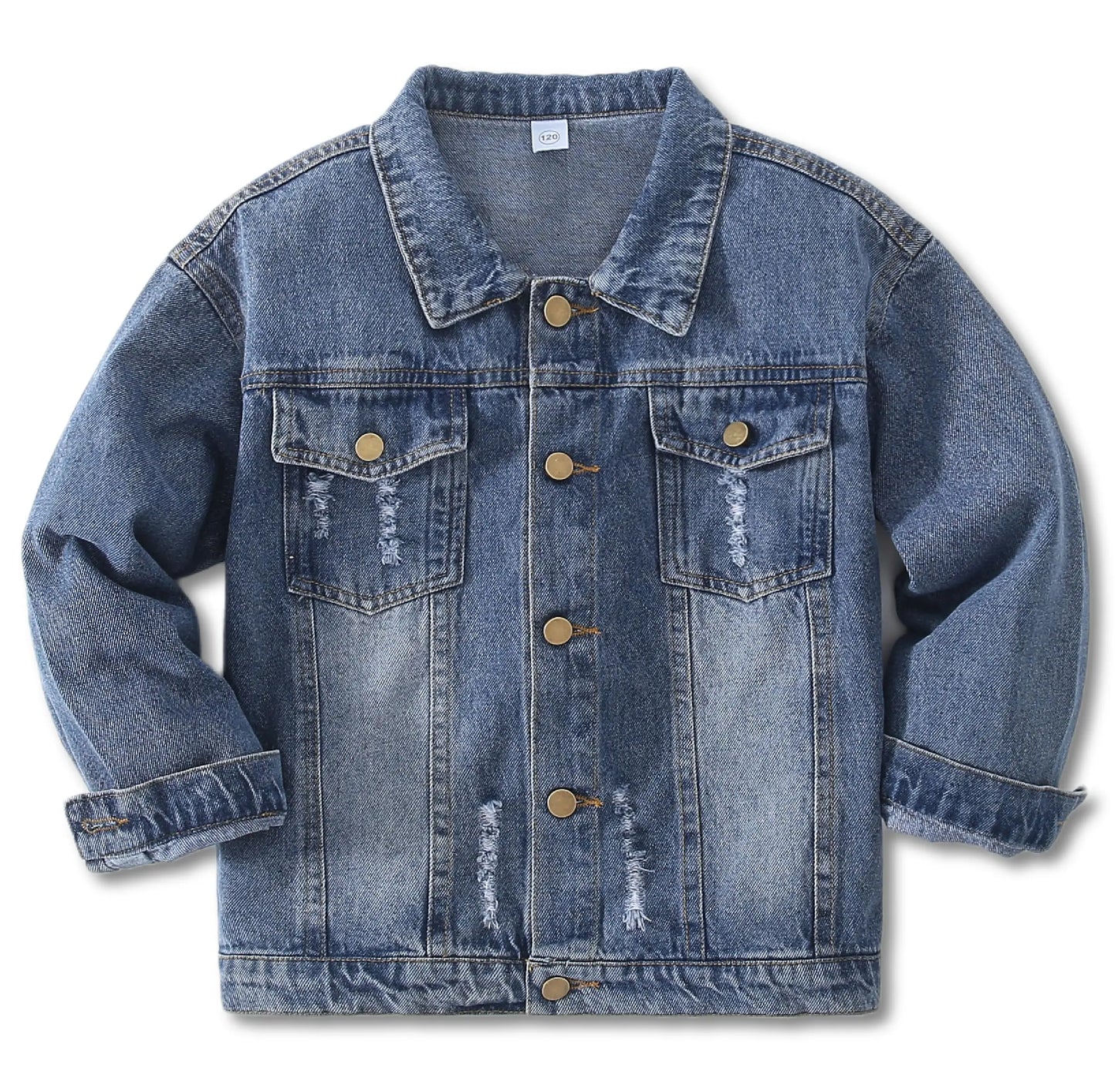 Wholesale Kids Ripped Denim Jacket 4-14Y | Girls Boys Soft Cozy Jean Coat | Trendy Casual Outerwear | US Warehouse in Stock