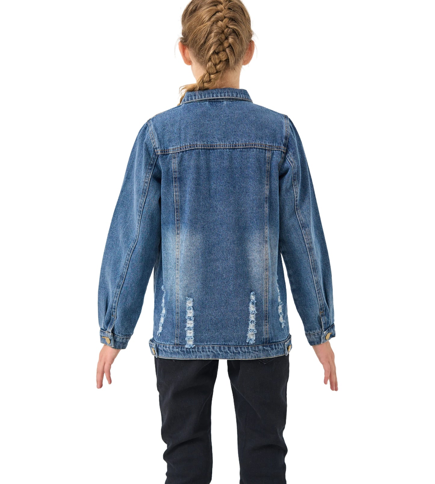 Wholesale Kids Ripped Denim Jacket 4-14Y | Girls Boys Soft Cozy Jean Coat | Trendy Casual Outerwear | US Warehouse in Stock