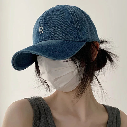 Lettered Cowboy Baseball Cap for Men And Women, Korean Style, Simple Deep Top Design That Makes The Face Look Smaller