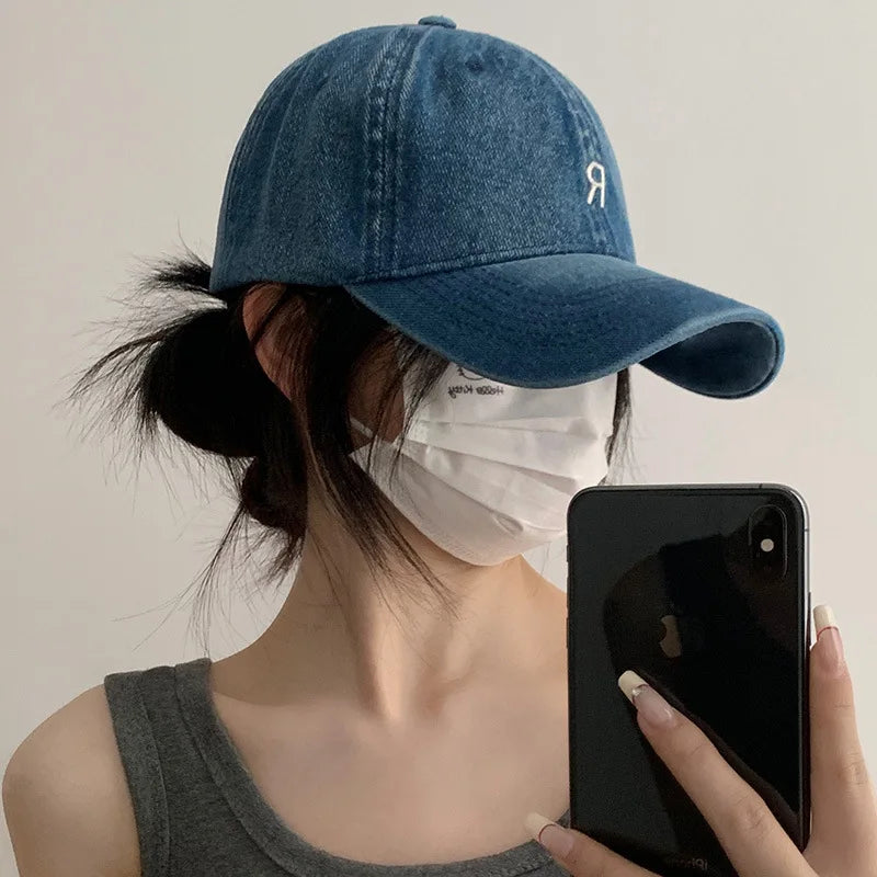 Lettered Cowboy Baseball Cap for Men And Women, Korean Style, Simple Deep Top Design That Makes The Face Look Smaller