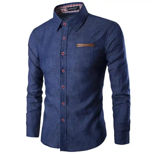 6461-SOPHIA- Men Wash Denim Jeans Shirt Long Sleeves Autumn Shirt Casual Top Customize Logo Men Trendy
